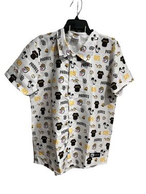 White Short-Sleeve Padres Jack in the Box Button-Up Shirt (New)